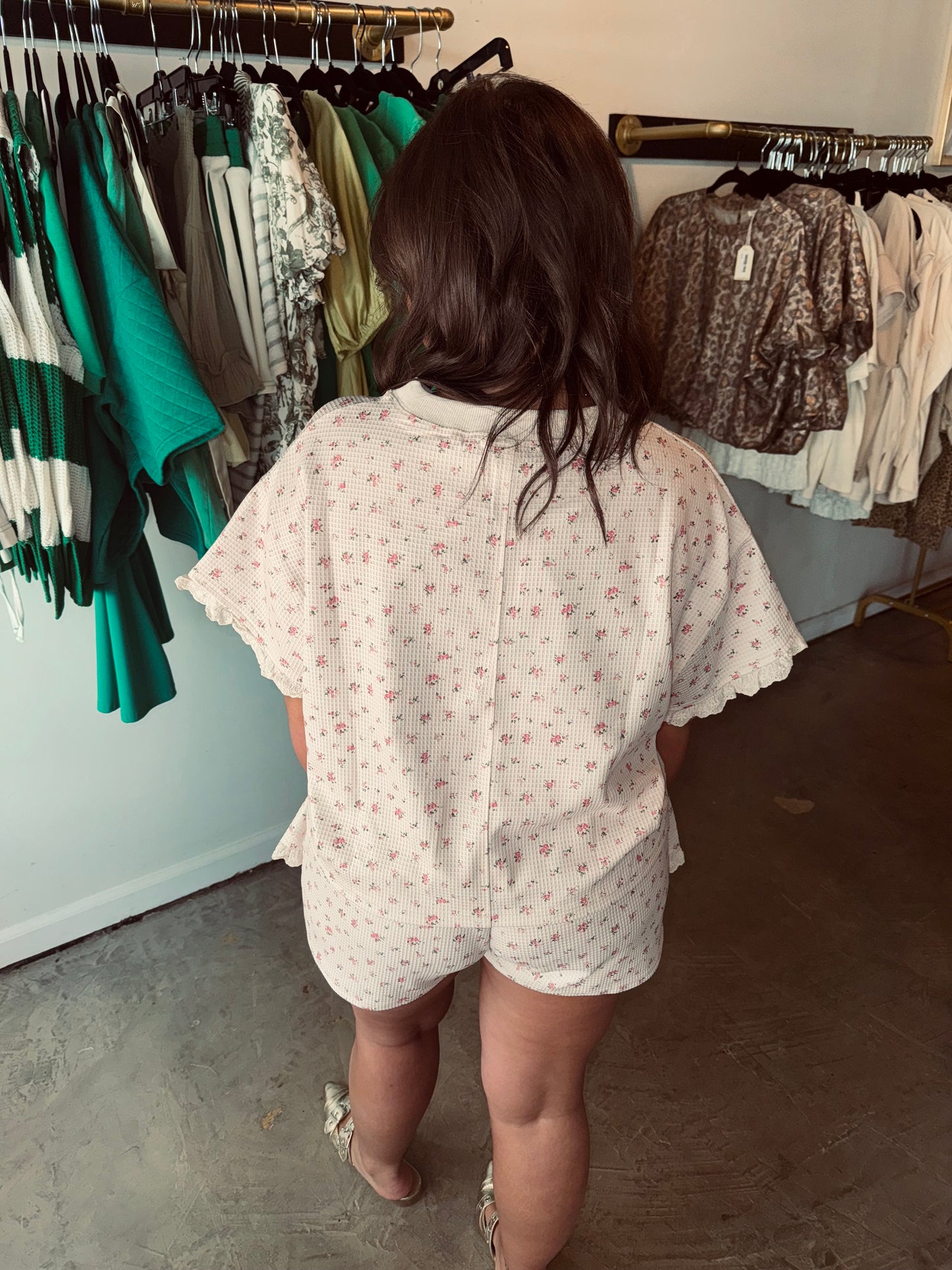 Waffle Floral Set Skort/Short