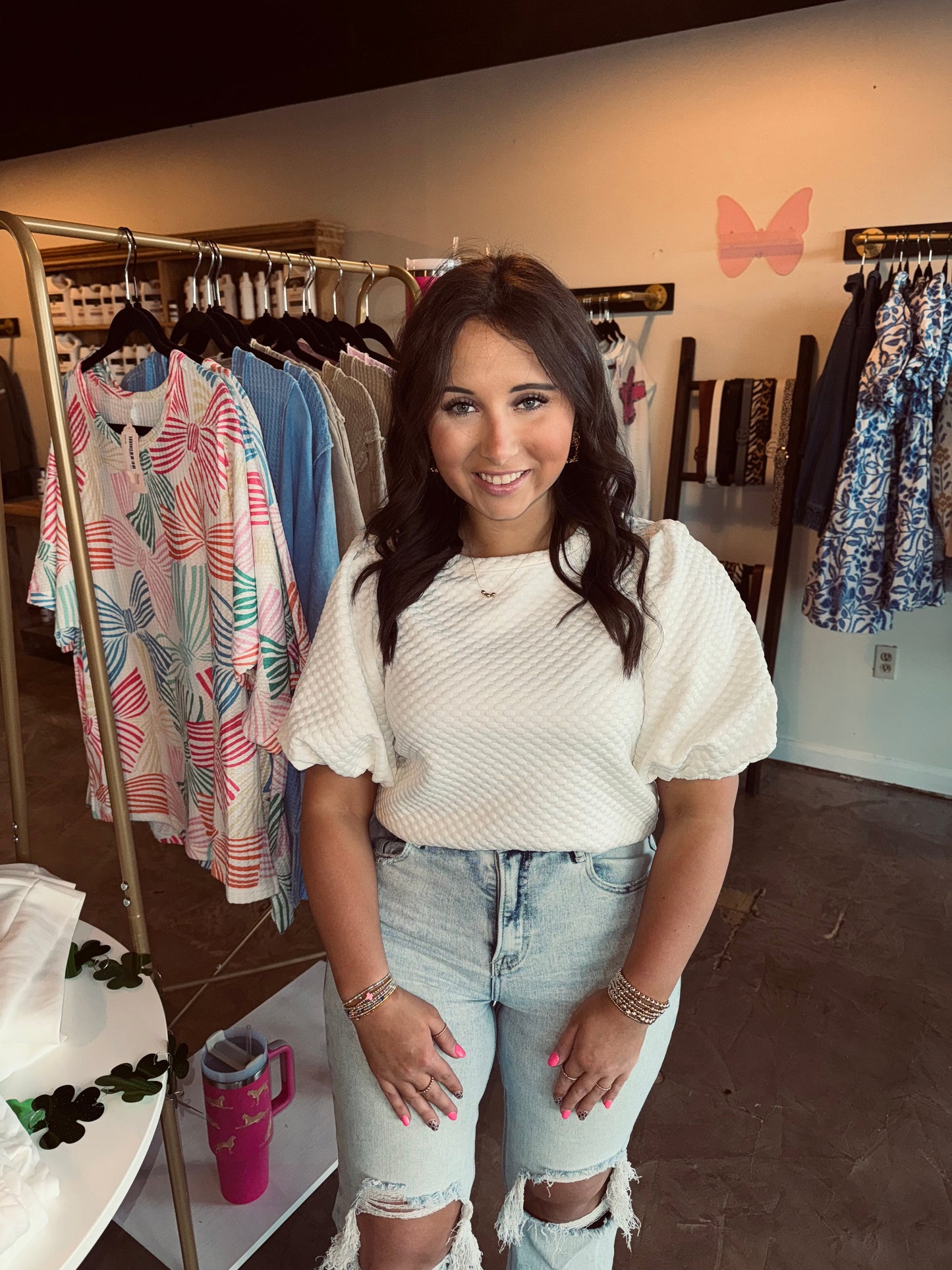 Textured Puff Blouse