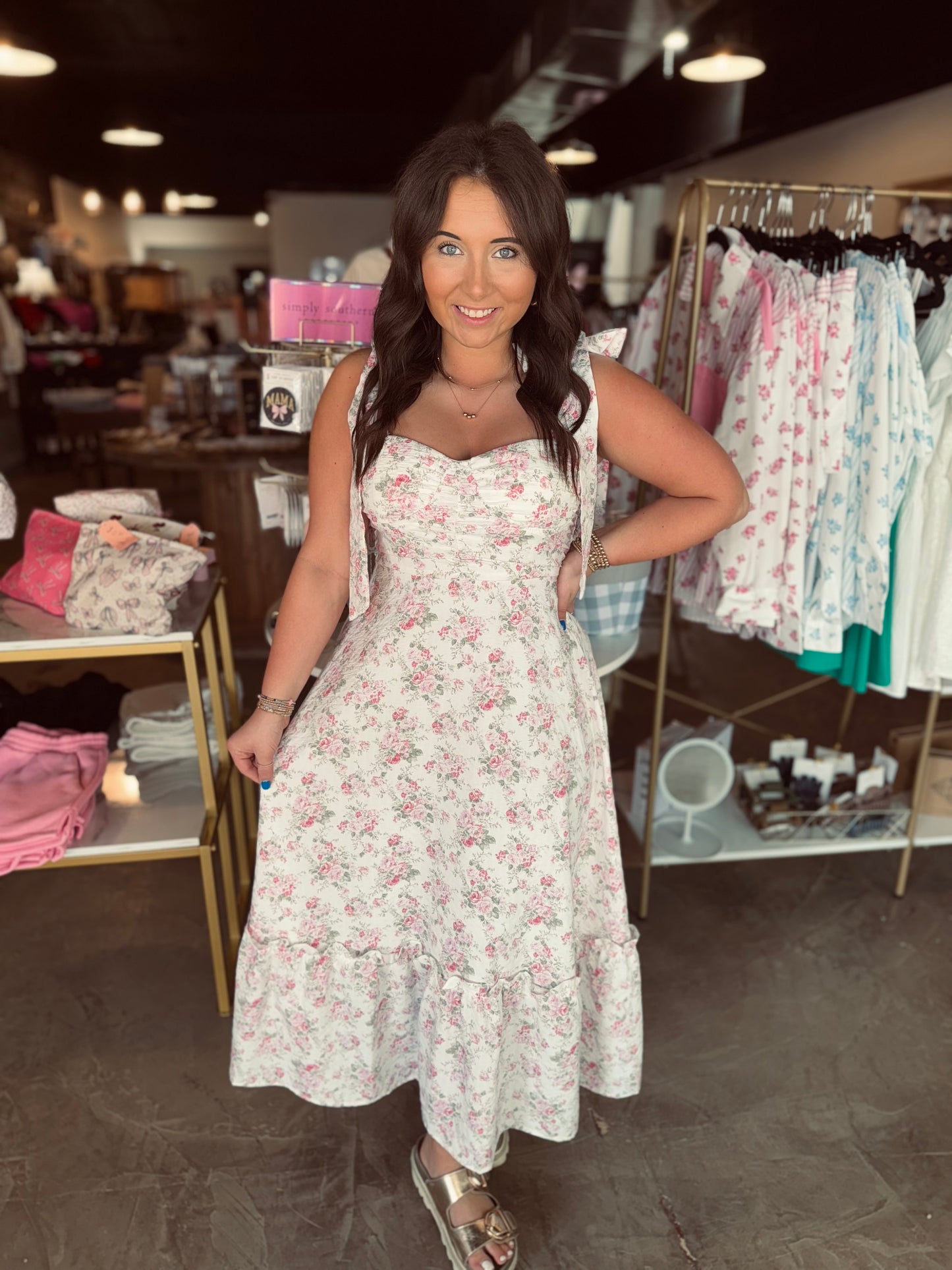 Ruched Tie Strap Maxi