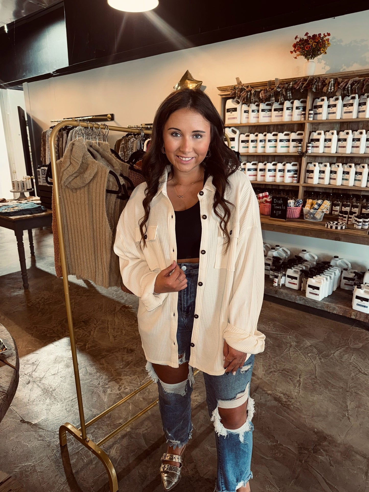 Oversized Waffle Shacket