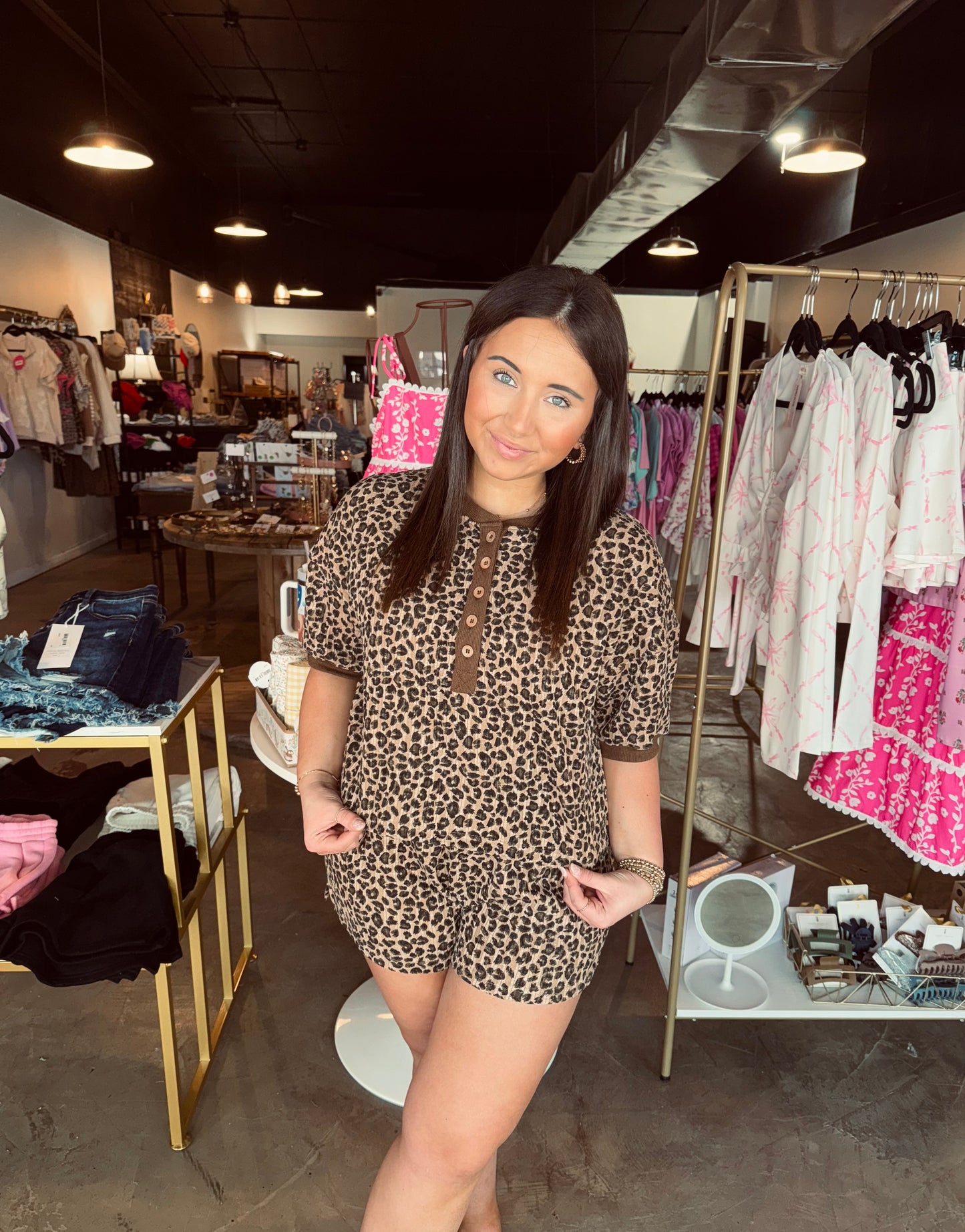 Leopard Rib Set Short