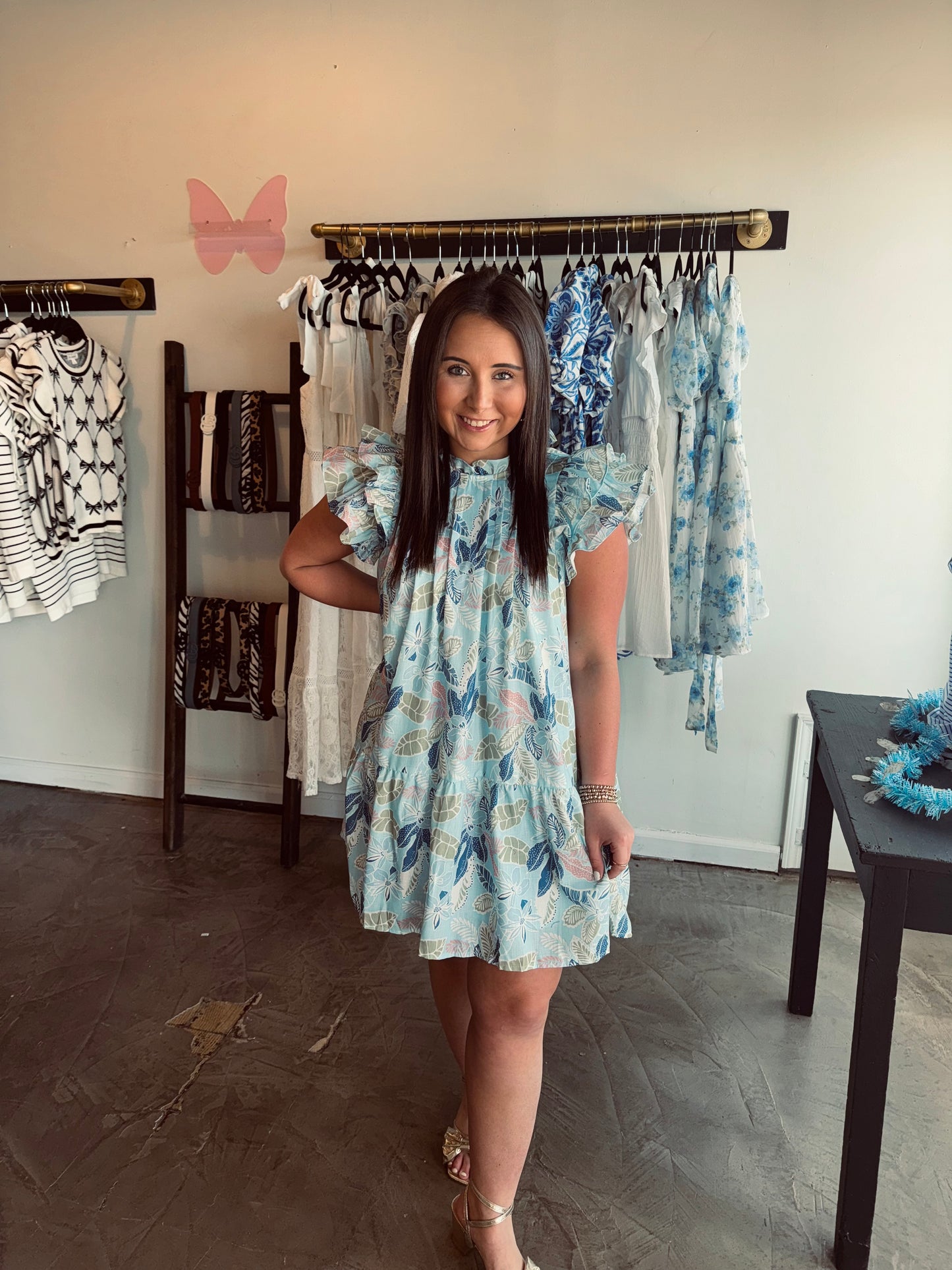 Pleated Belt Dress