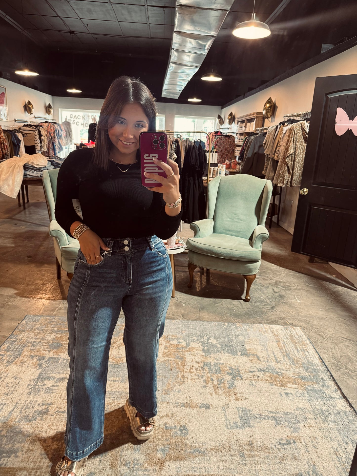 High Rise Crop Seam Jean
