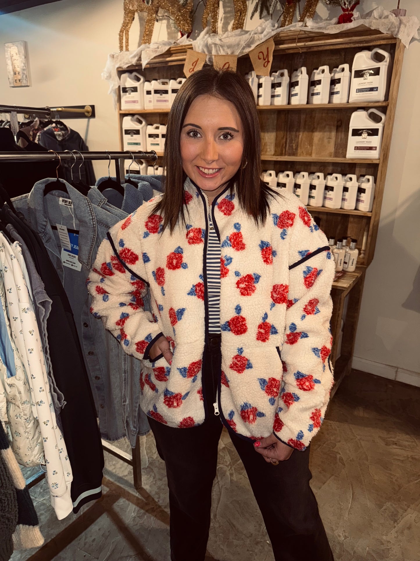 Bright Floral Sherpa Jacket