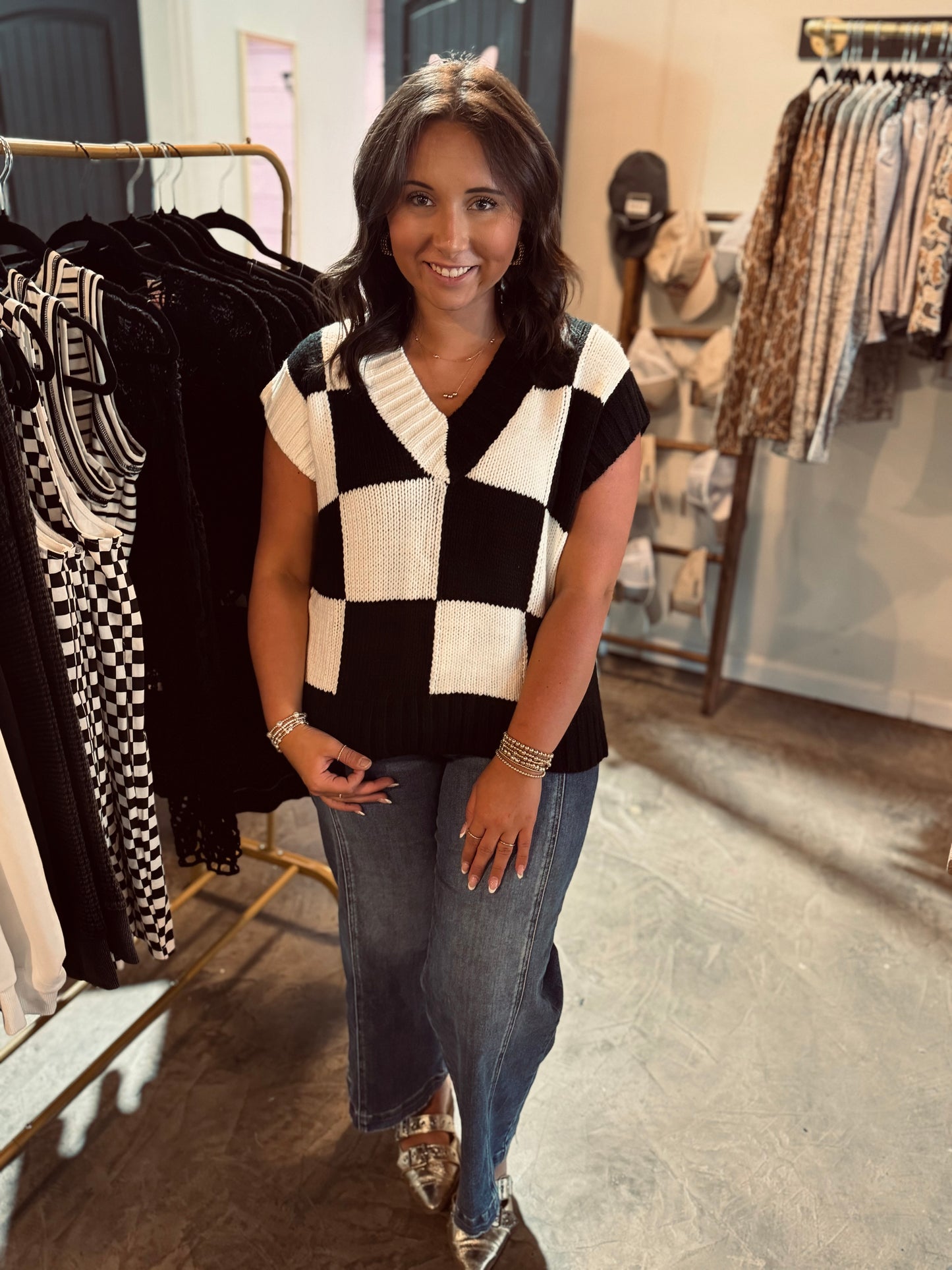 Checkered Sweater Vest