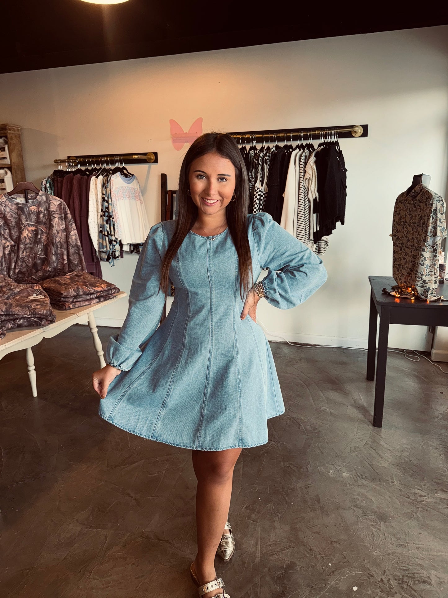 Denim Seam Mini Dress