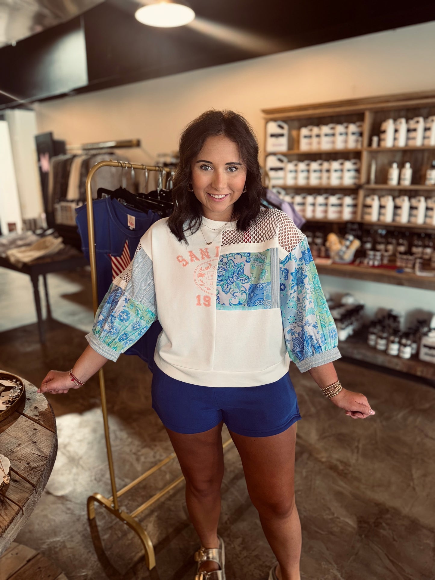 Patchwork Batswing Top
