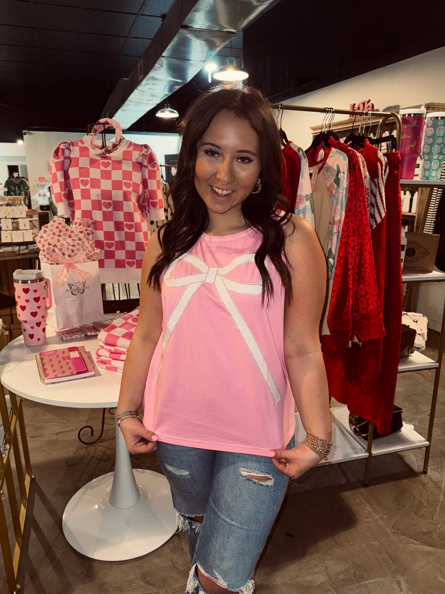 Candy Pink Bow Tank
