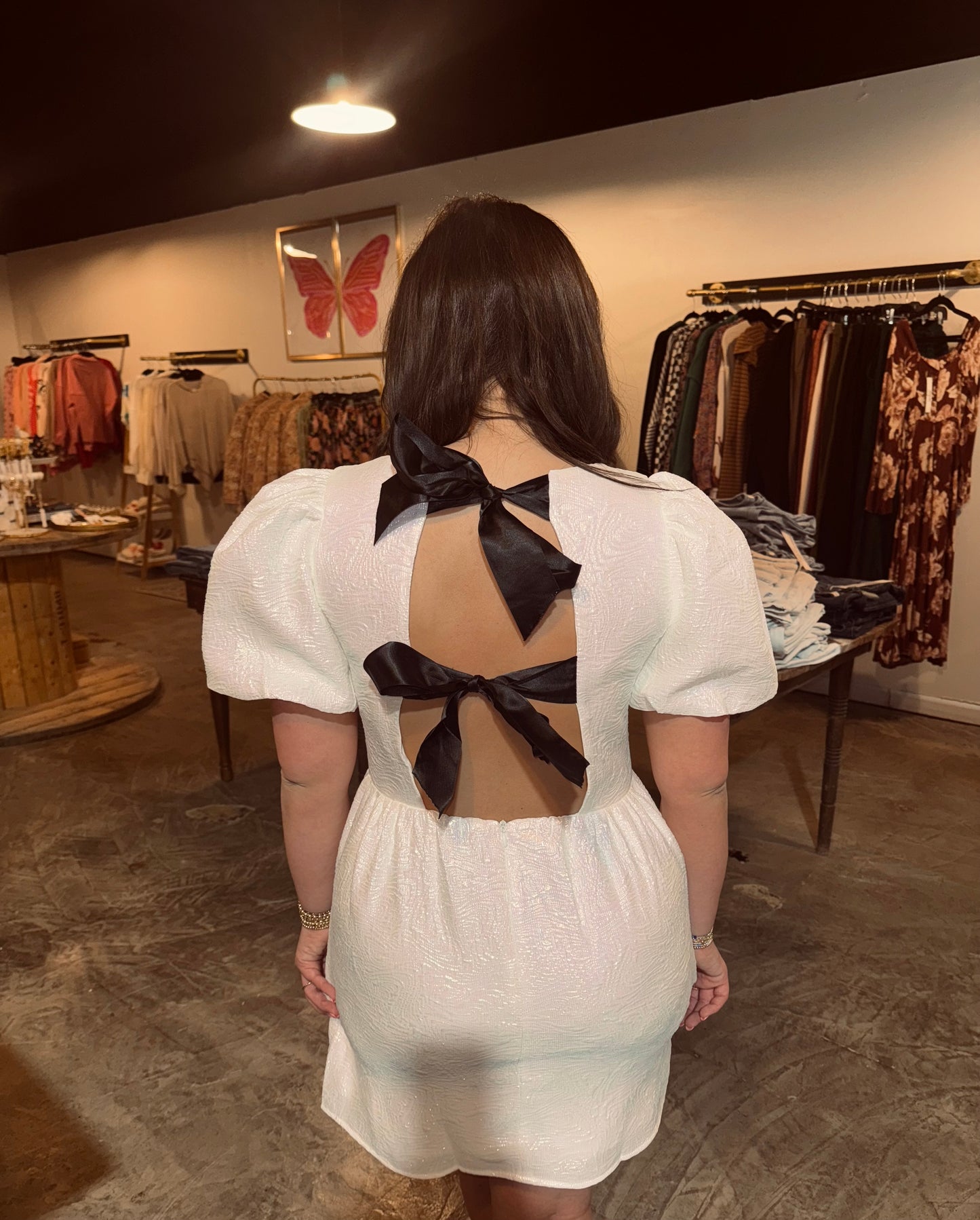 Metallic Back Bow Dress