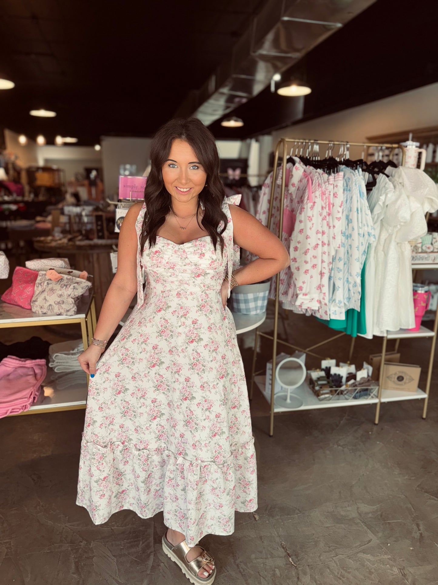 Ruched Tie Strap Maxi