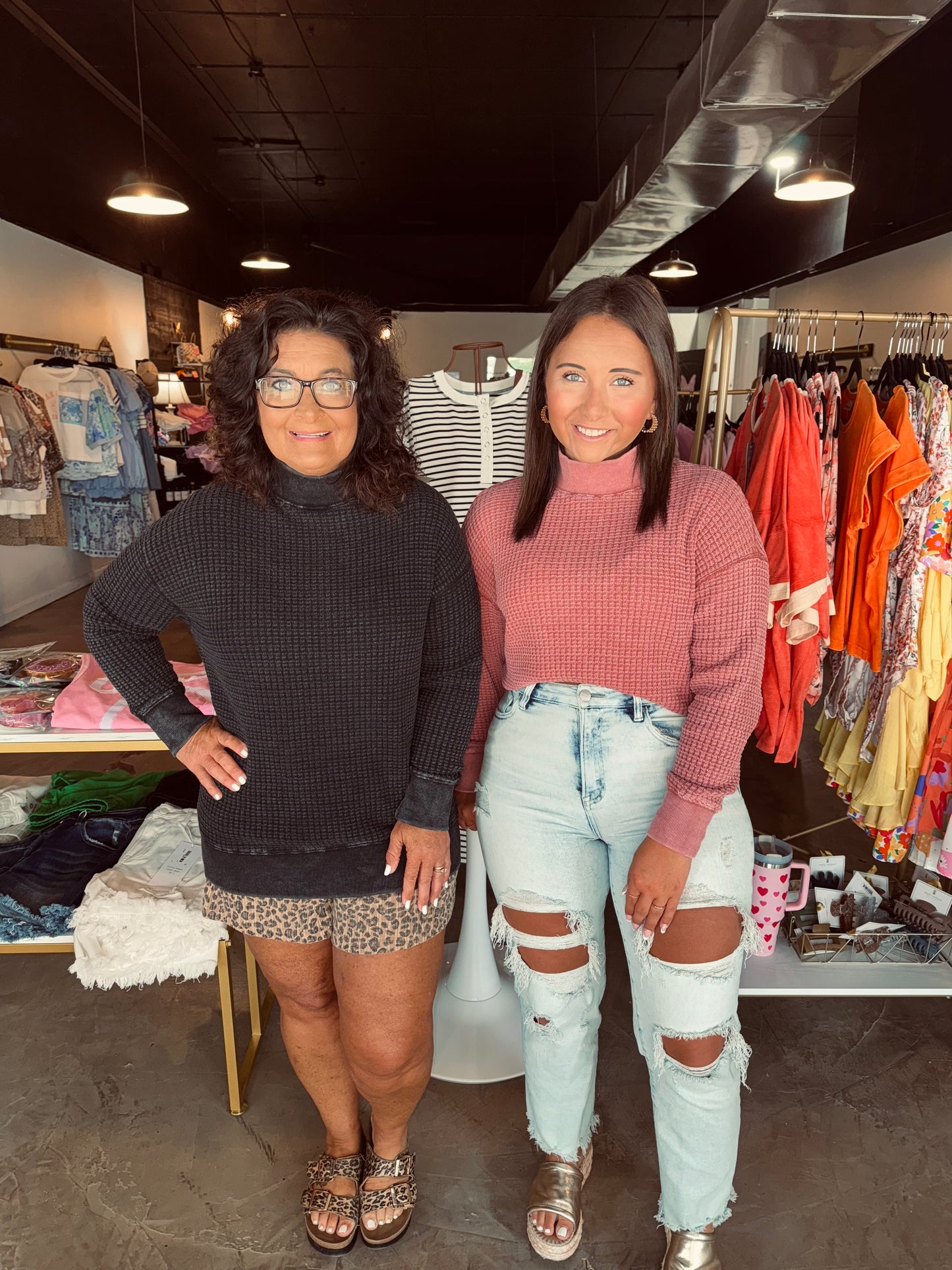 Chunky Waffle Mock Neck