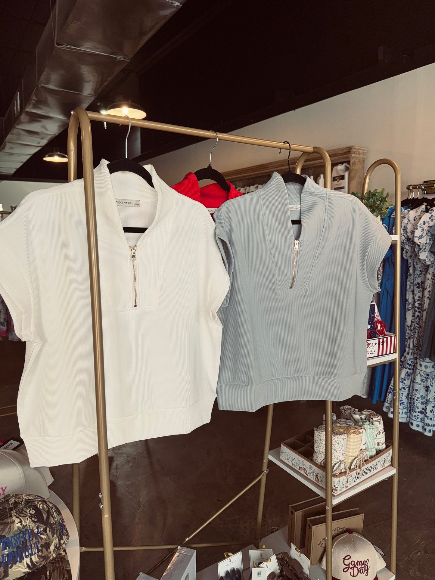Ribbed Half Zip Top