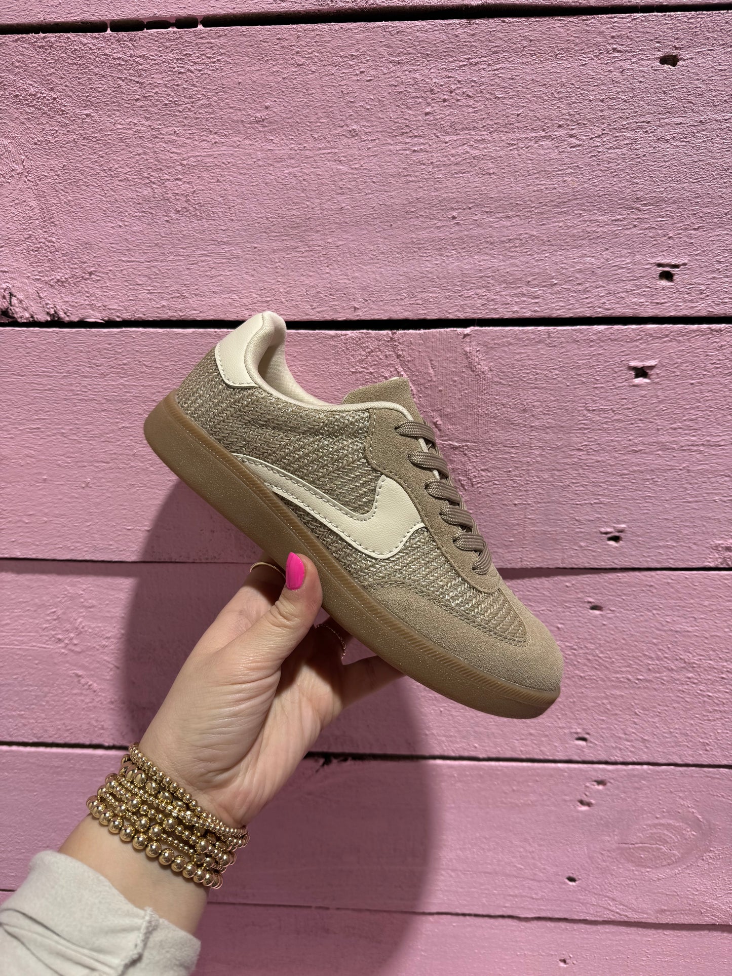 Taupe Raffia Sneaker