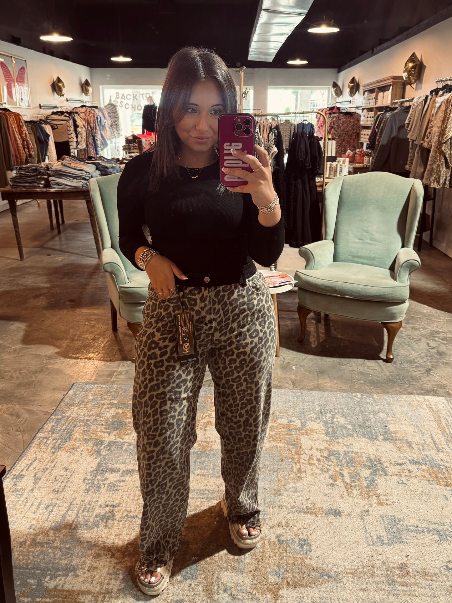 High Rise Leopard Jean