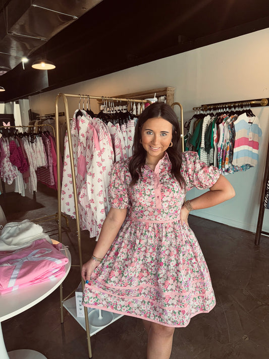 Floral Half Button Dress