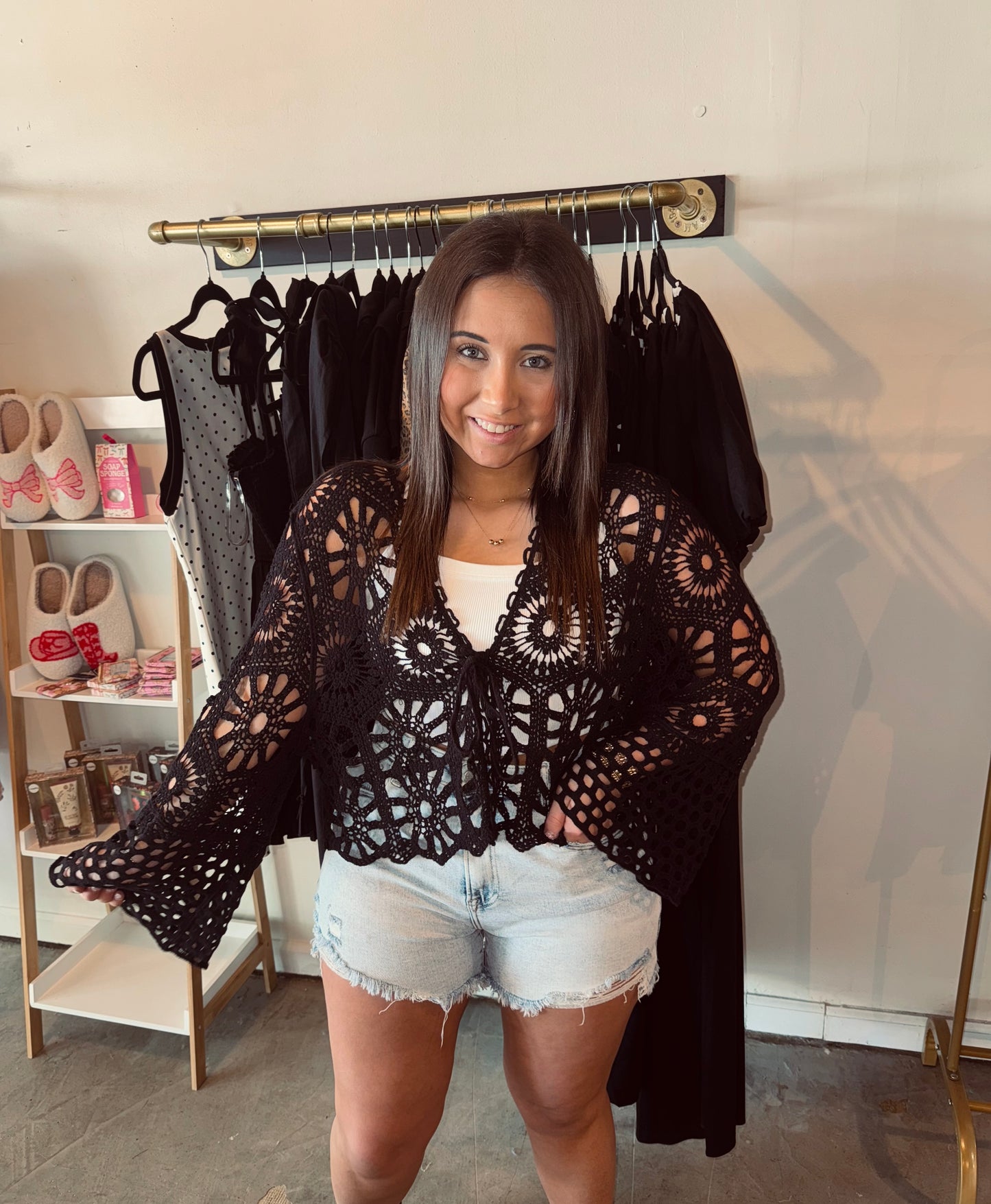 Crochet Tie Cardigan