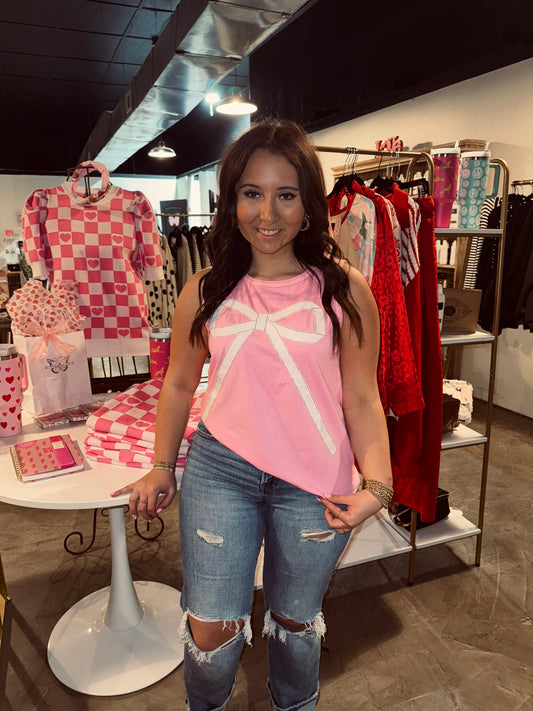 Candy Pink Bow Tank