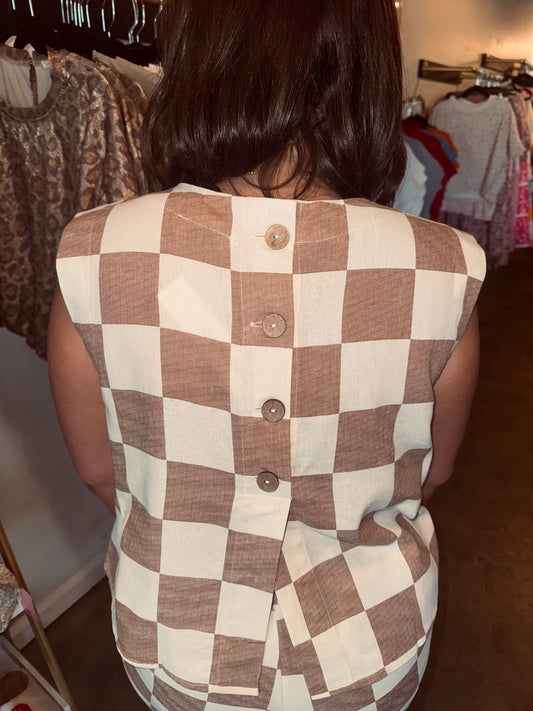 Checkered Linen Set Top