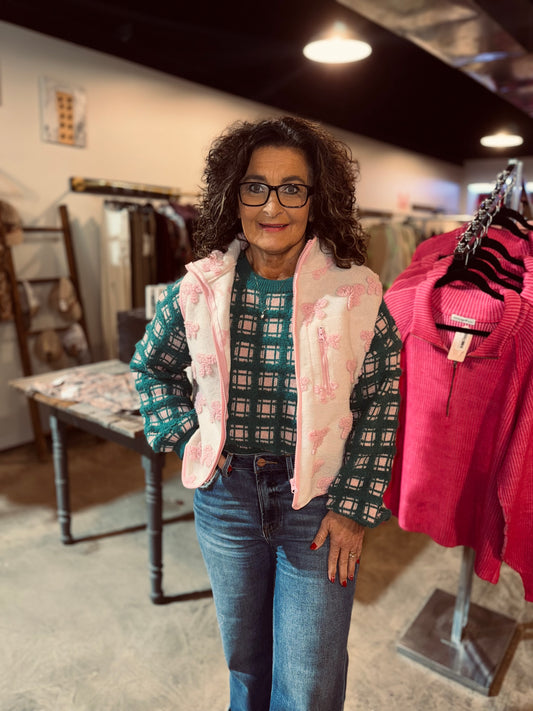 Pink Textured Bow Vest