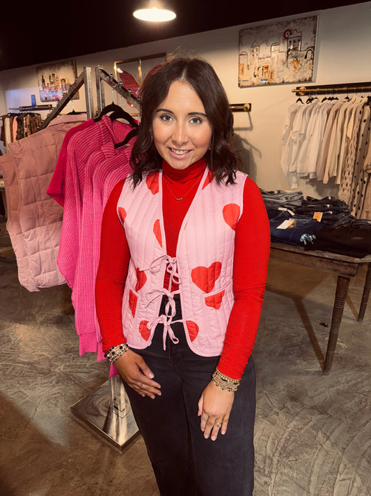 Quilted Heart Tie Vest