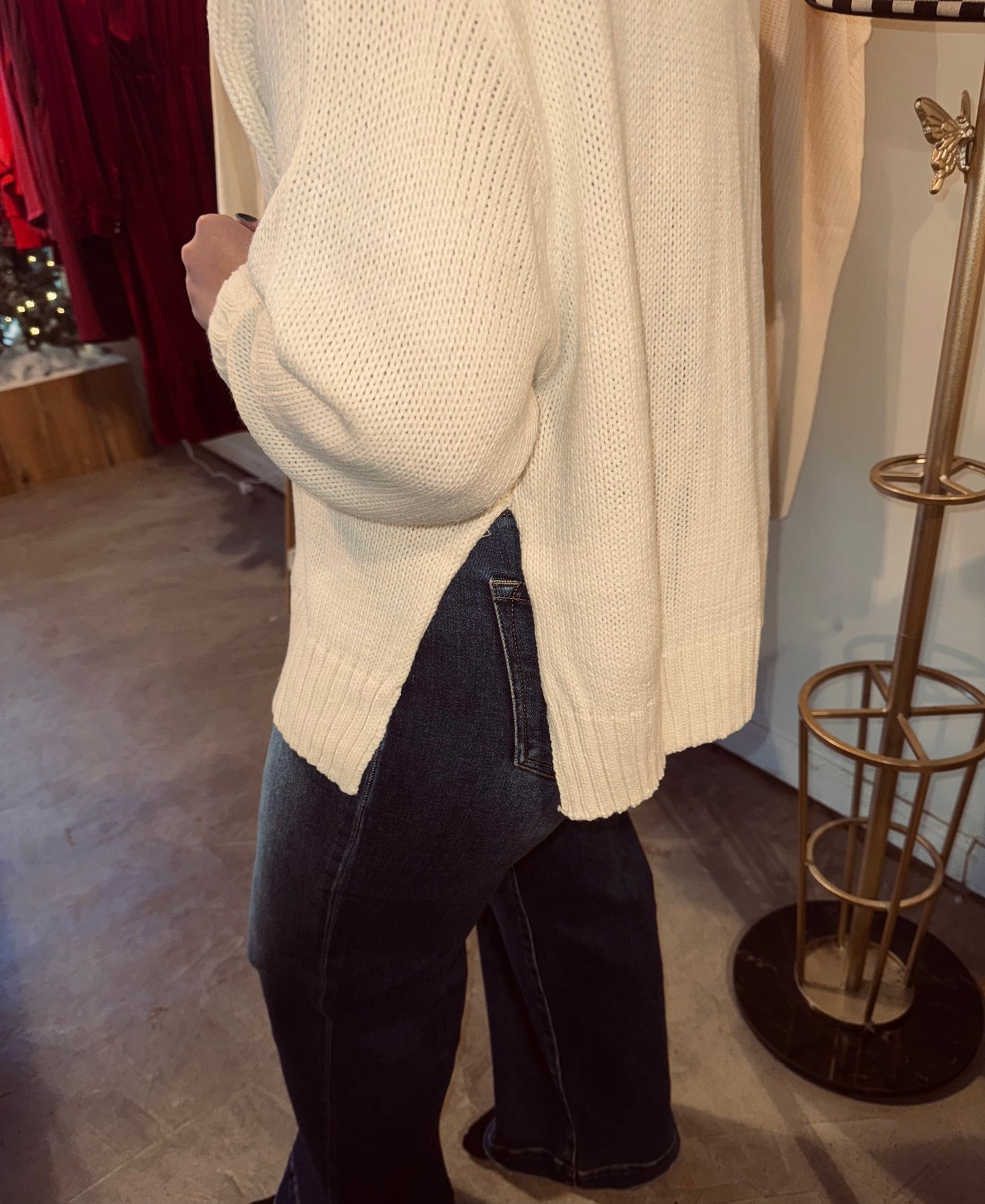 High Neck Split Sweater