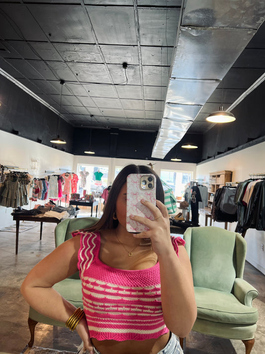 Pink Knit Crop Top