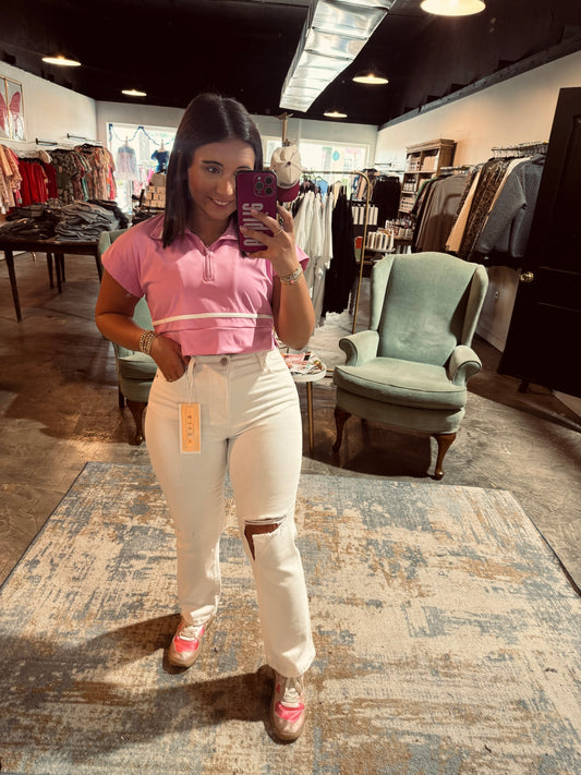 Ankle Straight Distressed Jean