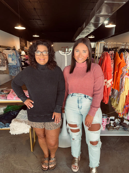 Chunky Waffle Mock Neck