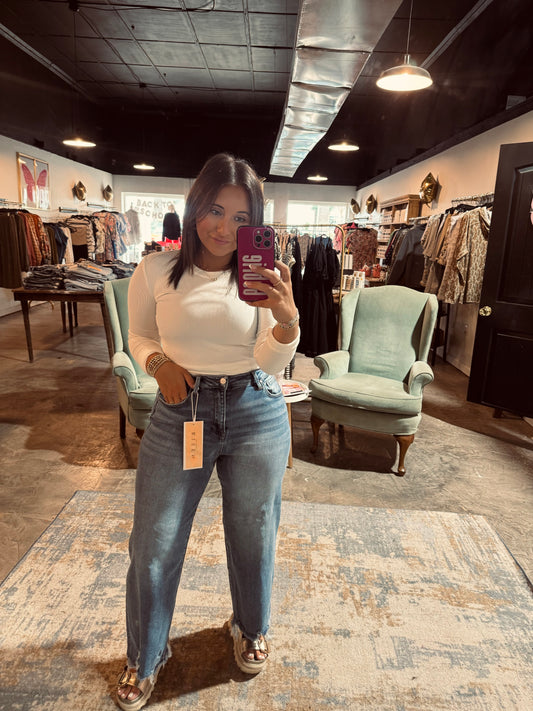 High Rise Wide Step Jean