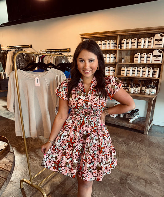 Floral Print Puff Dress