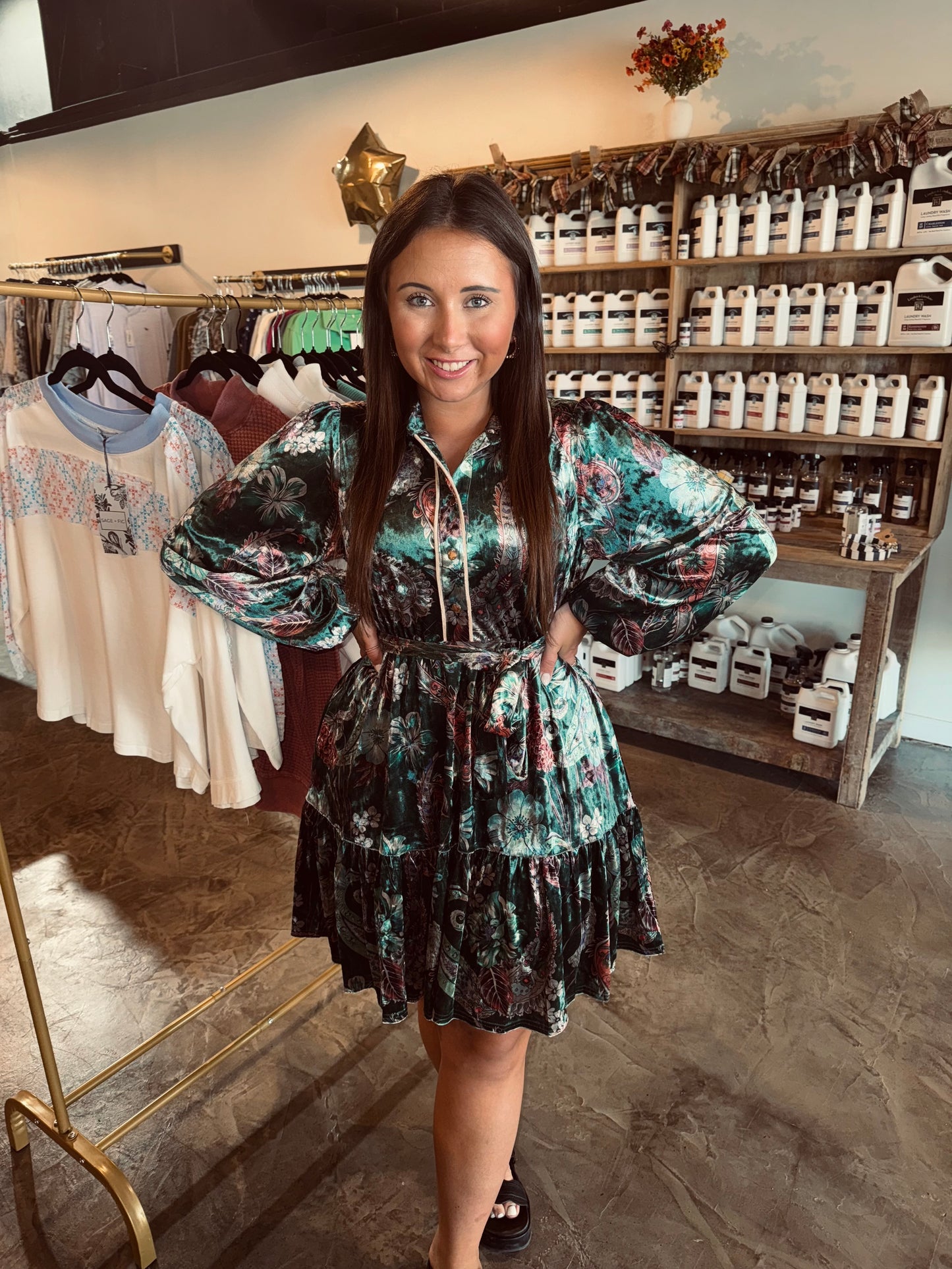 Floral Velvet Dress