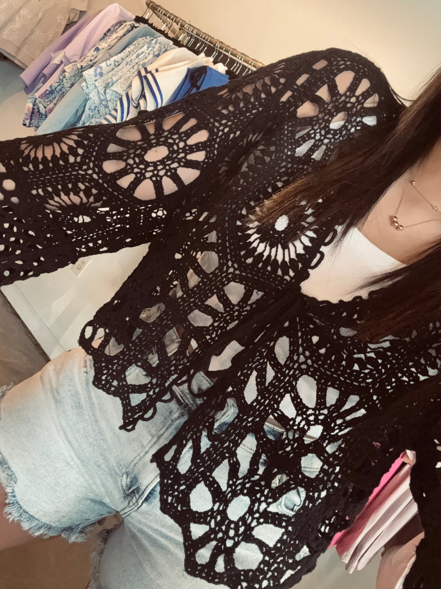 Crochet Tie Cardigan