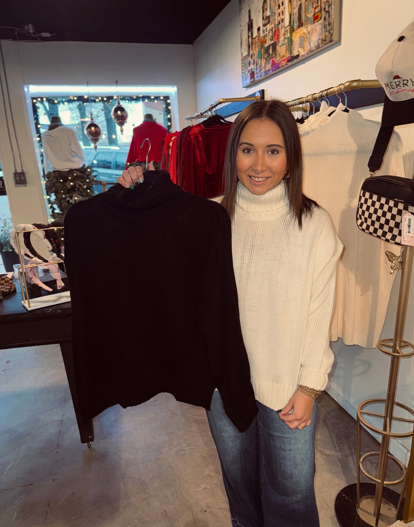 High Neck Split Sweater